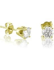 14k Yellow Gold Round Brilliant Cut Diamond Stud Earrings (GH, I1-I2, 0.20 carat)