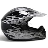 Tms Black Flame Dirt Bike Off-road Atv Motocross Helmet (Extra Large)