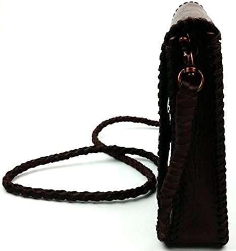 Hotwt Women's Genuine Leather Retro Style Shoulder Bag Cross Body Handbag Messenger Satchel Purse (Black)