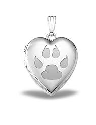 Sterling Silver "Cats Paw Print" Sweetheart Heart Locket 3/4 inch x 3/4 inch