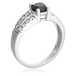 10k White Gold Black and White Diamond Ring (1 cttw) 10k White Gold Black and White Diamond Ring (1 cttw)