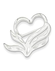 Sterling Silver Satin Finish Diamond Cut Heart Pin, Best Quality Free Gift Box Satisfaction Guaranteed