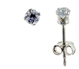 Sterling Silver 2.5 mm (0.05 Carat Size each) Brilliant Cut Cubic Zirconia Stud Earrings