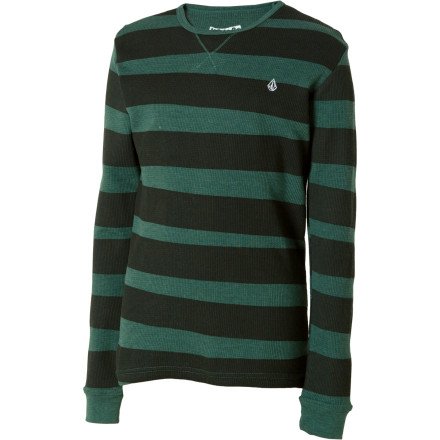 Volcom Crooked Stripe Thermal Shirt - Long-Sleeve - Boys Pine Heather, XL