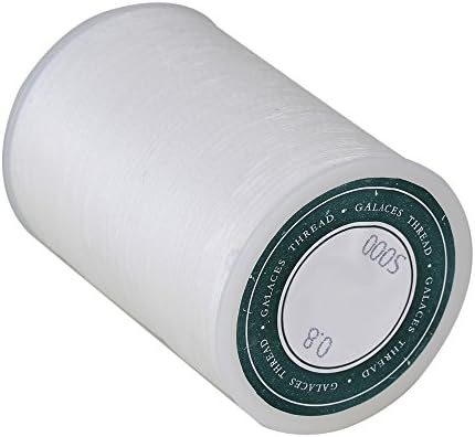 CNBTR 0.8mm Polyester Flat Sewing Waxed Linen Cord Handwork Waxed Thread for Leather (White)