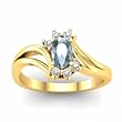 14K Yellow Gold Sky Blue Topaz and Diamond Ring