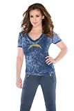 San Diego Chargers Women's Fade Route Crystals V-Neck T-Shirt - by Alyssa Milano