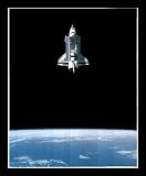 Nasa Space Shuttle Mission Rocket Astronaut Black Wood-Mounted Art Poster Print - 16