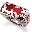 Stainless Steel Women's Ring with Red Resin Inlay (Sizes 5-10)