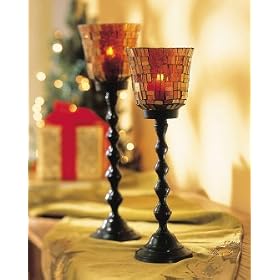 Pack of 8 Ribbed Candlestick Style Glass Mosaic Votive Holders by CC Home Furnishings
