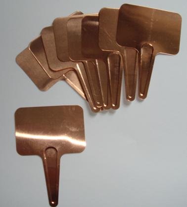 Copper "T" plant labels.