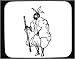 Mouse Pad with man, black and white, walking, stick, Polynesia, tribal, Hawaii, ancient, citizen