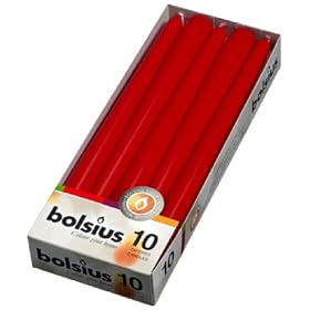 Ivyline  Bolsius 103600352241 Box of 10 Tapers, Red, 245x24mm