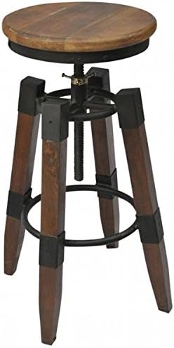 Solid Mango Wood Legs with Rustic black wrought iron footrest and Height Iron/ Mango Wood Stool