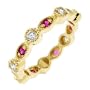 Ruby & cz diamond 18k gold over silver stack rings Sterling Silver Mother's Day Jewellery