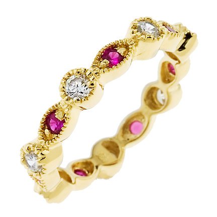 External hard drive:Ruby & cz diamond 18k gold over silver stack rings Sterling Silver Mother's Day Jewellery