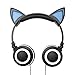Fashional Cat Ear Headphones, IPRO Cat Earphone-LED Glowing Cat Ear Head phone-Cute Headphone for Computer,Tablet,Phone,MP3,MP4,etc-Black