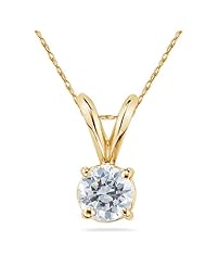 1 carat Round Diamond Solitaire Pendant in 14K Yellow Gold (Premium Quality)