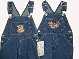 Toddler Girls Cotton Denim Embroidery Bib Pocket Overall
