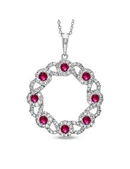 1.84ct tw Circle Pendant with Ruby and Diamonds Set in 14k Gold