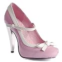 476-GLAM, 4.5" Maryjane Pump Pink/White Size 5