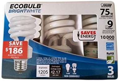 BrightWhite 75w Equivalent/ 18 watts CFL, 3 pack