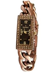 Peugeot Womens 7043BR Brown Swarovski Crystal Accented Bracelet Watch