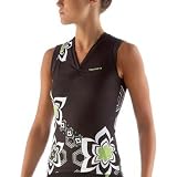 Giordana 2009 Women's Flowers Sleeveless Cycling Jersey - Black/Green - gi-wslv-flwr-bkgr