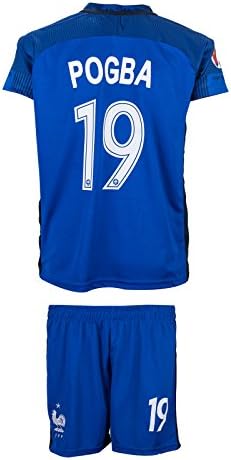 France UEFA Euro 2016 #19 Pogba Home Soccer Kids Jersey &amp; Shorts - Youth Sizes (M - (6-7 Ages))