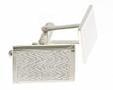 Sterling silver handmade rectangular cufflinks with engine turned engraving