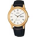 Lorus Men Classic Day and Date Watch Black Leather Band RXF38AX9