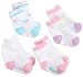 Skechers Infant Girls 4 Pack Socks, Aqua/Pink/Purple