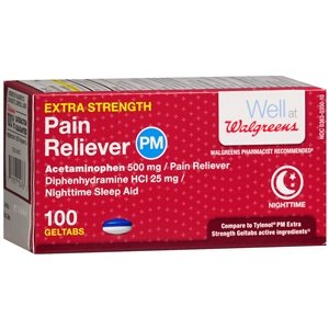Walgreens Pain Reliever Extra Strength PM Gel Tablets, 100 ea