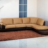 Abbyson Casablanca Two-Tone Fabric,Leather Sectional
