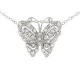 Tressa Sterling Silver Cubic Zirconia Vintage Butterfly Pendant