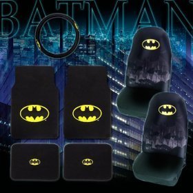  Batman Floor Mat , Seat Cover, Steering Wheel 7 pcs Combo Set