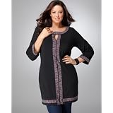 Alfani Plus Size Tunic, Three Quarter Sleeve Border Print by Alfani