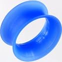 One Silicone Double Flared Skin Eyelet: 0g 1/4" True Blue (SOLD INDIVIDUALLY. ORDER TWO FOR A PAIR.)