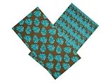 ArtisanStreet's Bamboo Garden Dinner Napkins. Set of 4 Coordinated Print Napkins in Shades of Teal and Brown. Finished with Decorative Edge Stitch. Limited Edition.