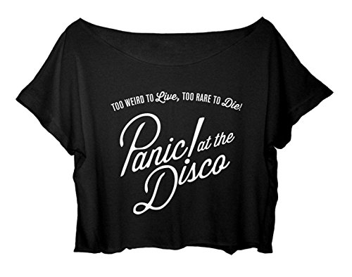 ASA Women's Crop Top Panic! At The Disco Shirt Rock Band Panic At The Disco T-shirt (Black)