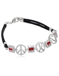 DOMO Yellow Bronze Enamel Love, Peace, Hope Cord Bangle Bracelet,7.25"