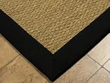 Coastal Seagrass Rug 4x6 - Black, Cotton Binding - 4 Sizes Available