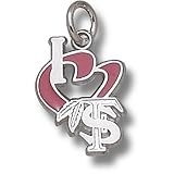 Florida State University I Heart FS Feather 1/2' Enamel Pendant (Silver)
