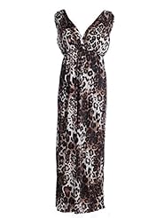 V-neck Sheath Leopard Print Empire   Waistline Sleeveless  Dress
