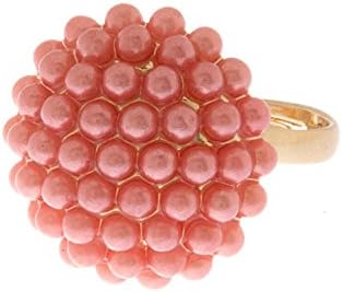 TRENDY FASHION JEWELRY SWEET PEARL COCKTAIL RING BY FASHION DESTINATION | (Pink)