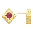 14K Yellow Gold Chatham Created Ruby and Diamond Earrings