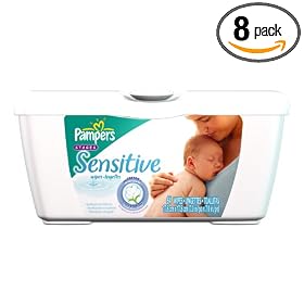 Pampers Sensitive Wipes Tub 64 Count (Pack of 8)
