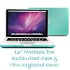 Frosted See-Thru Macbook Pro 13 13.3 Hard Shell Case (Color is Tiffany Blue) with TPU Transparent Clear Keyboard Cover