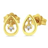 10K Yellow Gold Accented Champagne Diamond Earrings