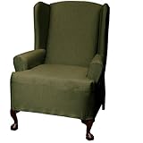 Maytex Stretch Twill Wing Chair Cover, Olive
